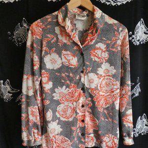 70's Vintage button up floral blouse